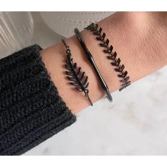 RETAIL $50 Kinsley Armelle Goddess Collection Black Leven Bracelet*Stacking - Picture 2 of 2